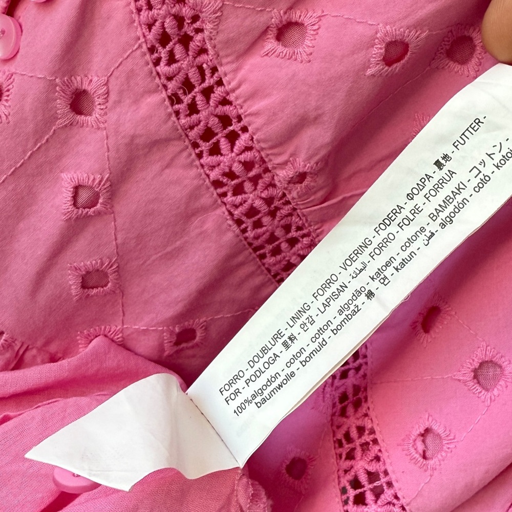 NWT | Zara Pink Openwork Embroidered Midi
V-neck Dress | Size M - Picture 10 of 13